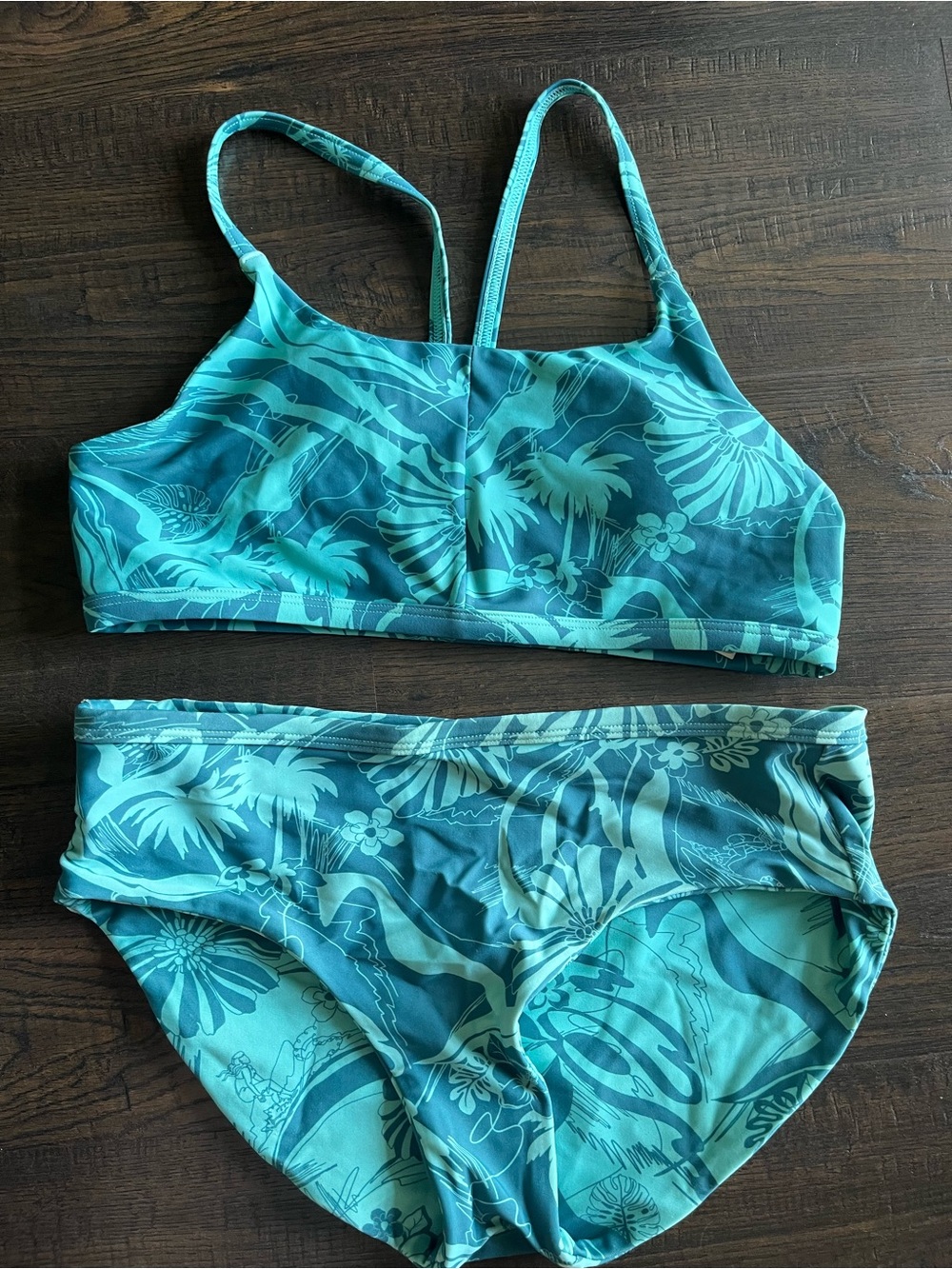 Athleta Girl Tropical Teal Two-Piece Swim Set